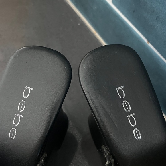 Bebe Rare Vintage Leather Studded Wood Clogs Y2K - Picture 11 of 16